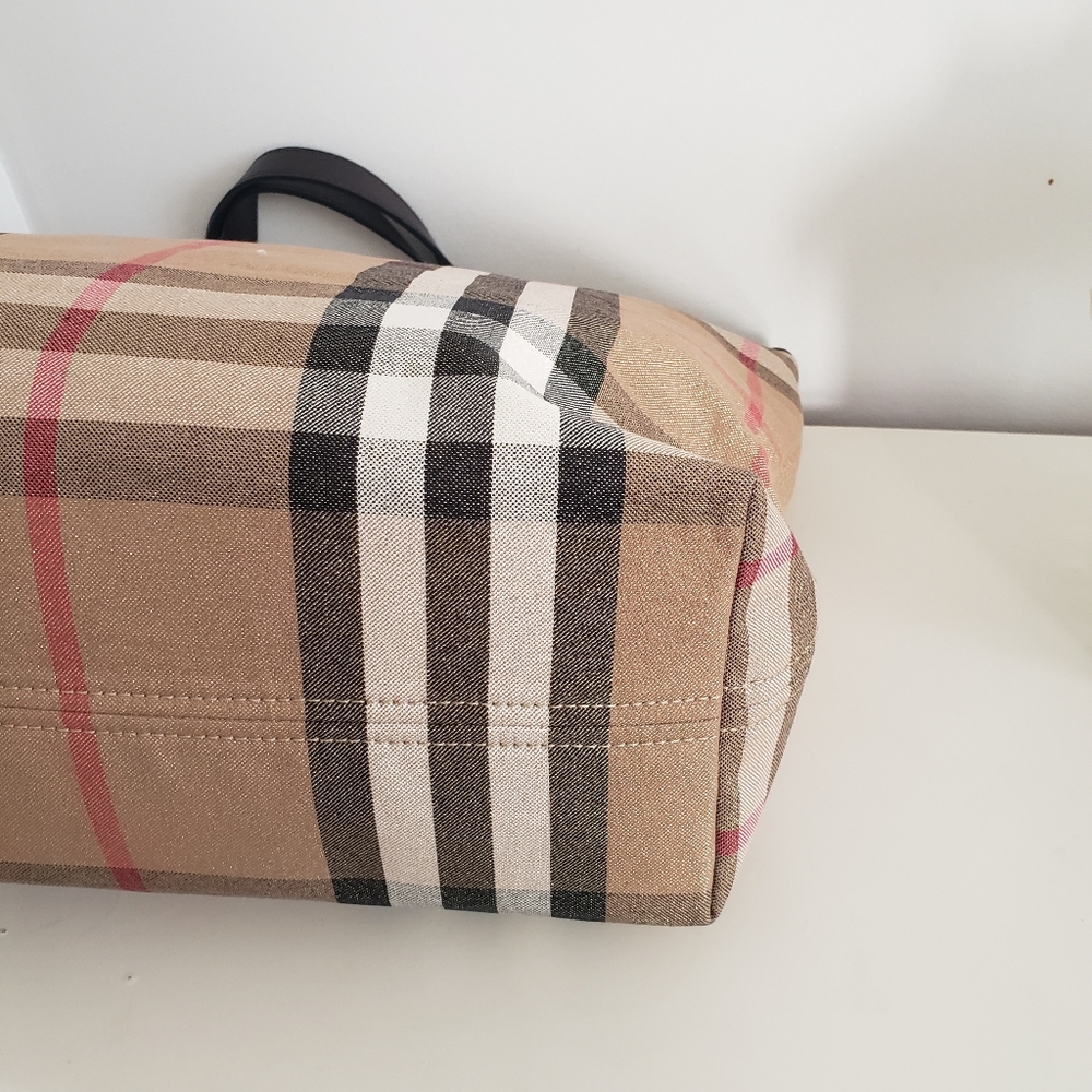 new offer: $999 Burberry shimmer tan nova check tote bag - Picture 3 of 17